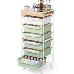SYKIARIOL rolling storage cart with drawers, six-drawer sage green version organizing markers and art supplies