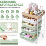 SYKIARIOL rolling storage cart with drawers – four labels for easy organization of makeup, yarn, toys, snacks, stationery and tools