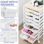 SYKIARIOL 8-drawer rolling storage cart – drawer details: smooth track, ergonomic handle, sturdy frame, holding yarn and crafts