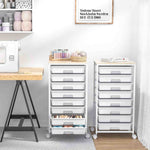 SYKIARIOL 8-drawer rolling storage cart, two white carts in a sewing and craft room