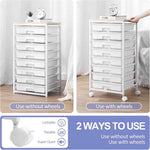 SYKIARIOL 8-drawer rolling storage cart – two ways to use: with lockable, flexible, super-quiet wheels or without wheels