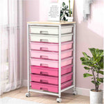 SYKIARIOL 8-drawer rolling storage cart, pink gradient drawers