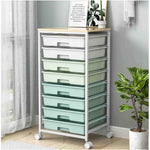 SYKIARIOL 8-drawer rolling storage cart, mint green gradient drawers