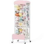 SYKIARIOL rolling stuffed animal storage, white and pink version filled with plush toys
