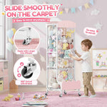 SYKIARIOL rolling stuffed animal storage – rolling smoothly on carpet with large iron wheels and 360-degree swivel brakes
