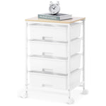 SYKIARIOL 4-drawer rolling storage cart, white drawers on a white metal frame
