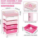 SYKIARIOL 4-drawer rolling storage cart – easy assembly infographic: 15.35 x 12.83 x 26.69 in, supports up to 48.5 lbs