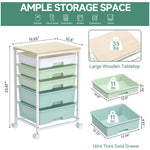 SYKIARIOL 5-drawer rolling storage cart – size infographic: 15.55 x 12.6 x 25.47 in, 33 lb top and 11 lb drawers