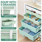 SYKIARIOL 5-drawer rolling storage cart – drawer details: smooth track, ergonomic handle, sturdy frame, holding sewing supplies