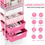 SYKIARIOL 4-drawer rolling storage cart – large capacity for stationery, books, toys, files, scarves, bags and accessories