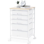 SYKIARIOL 5-drawer rolling storage cart, white drawers on a white metal frame