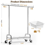 SYKIARIOL Expandable Stainless Steel Garment Rack with 3 Storage Bins & Lockable Wheels — A Practical Fit for Your Space