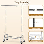 SYKIARIOL Expandable Stainless Steel Garment Rack with 3 Storage Bins & Lockable Wheels — Simple Assembly
