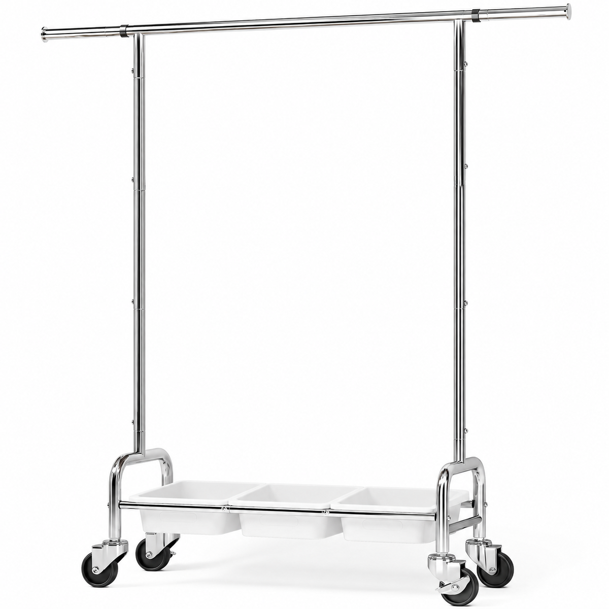 SYKIARIOL Expandable Rolling Garment Rack with 3 Storage Bins & Lockable Wheels — product view 13