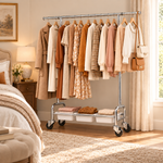 SYKIARIOL Expandable Rolling Garment Rack with 3 Storage Bins & Lockable Wheels — product view 15