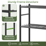 SYKIARIOL 4 Tier Metal Storage Shelf with Side Hooks & Adjustable Feet for Kitchen and Laundry Room — Secure Frame Connections