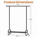 SYKIARIOL Rolling Garment Rack with Bottom Shelf & Lockable Wheels, Black Metal Frame — Check the Fit Before You Choose