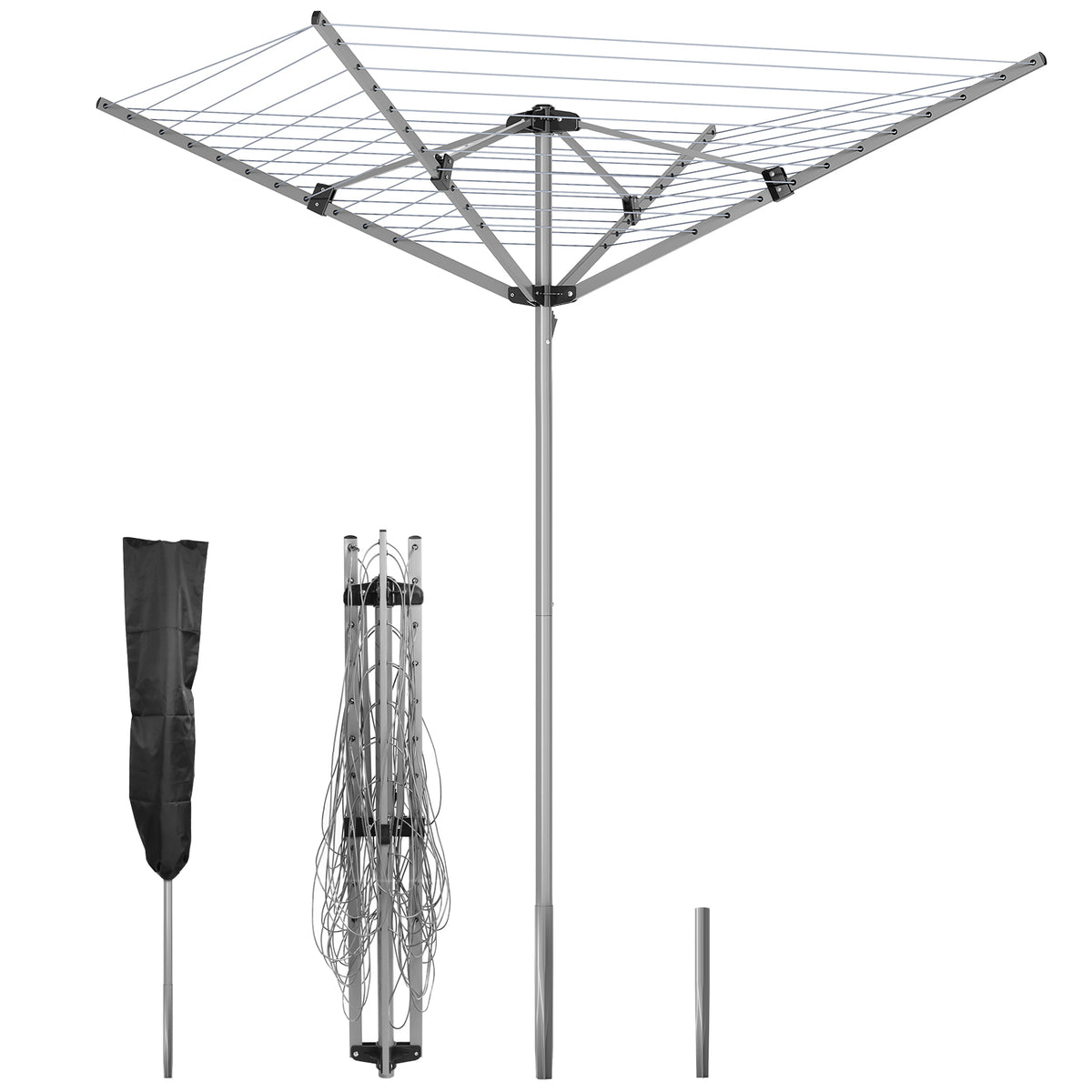 SYKIARIOL 131 ft Rotary Outdoor Clothesline — Silver, view 1