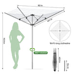 SYKIARIOL 164 ft Rotary Outdoor Clothesline — Silver, view 2