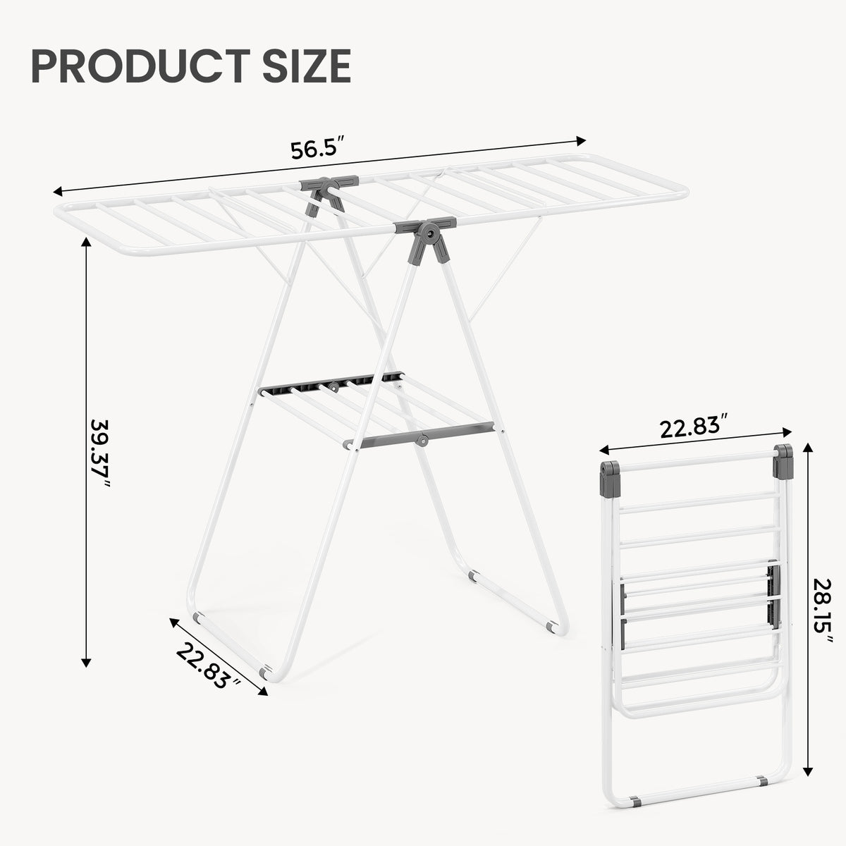 SYKIARIOL Foldable Two-Tier Gullwing Clothes Drying Rack — White, view 2