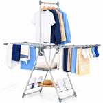 SYKIARIOL Three-Level Clothes Drying Rack with High Hanging Rail — Gray, view 1