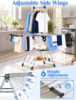 SYKIARIOL Three-Level Clothes Drying Rack with High Hanging Rail — Silver, view 3