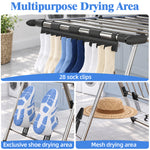 SYKIARIOL Three-Level Clothes Drying Rack with High Hanging Rail — Silver, view 4