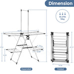 SYKIARIOL Large Clothes Drying Rack with High Hanging Rail — Silver, view 2