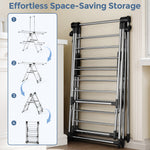 SYKIARIOL Large Clothes Drying Rack with High Hanging Rail — Silver, view 3