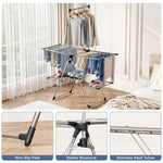 SYKIARIOL Large Clothes Drying Rack with High Hanging Rail — Silver, view 4