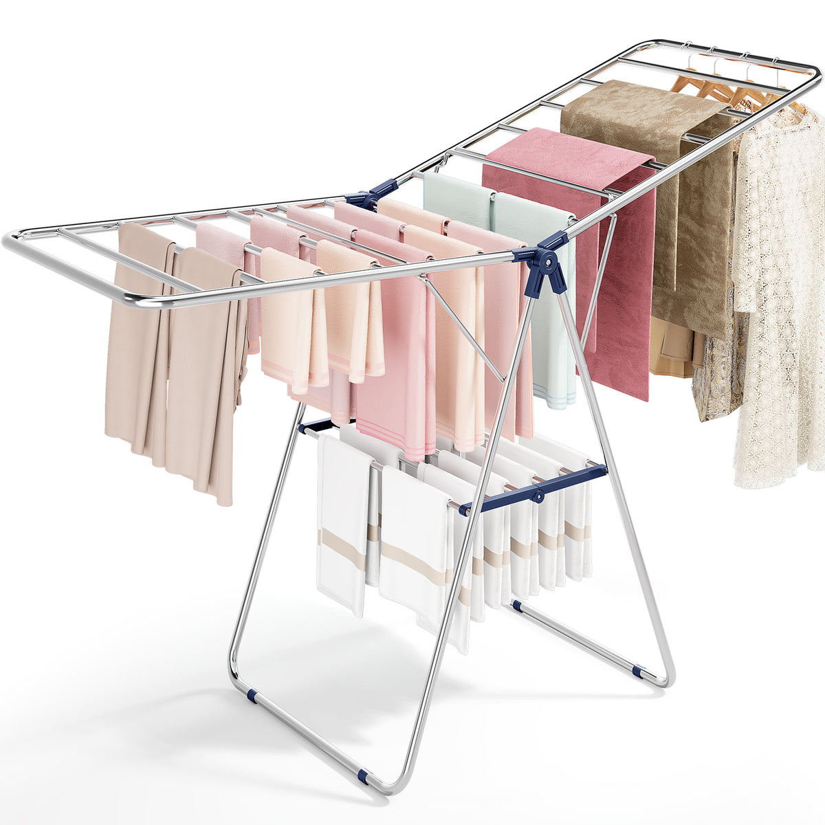 SYKIARIOL Stainless Steel Gullwing Clothes Drying Rack — Blue, view 1