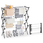 SYKIARIOL Compact Three-Tier Expandable Clothes Drying Rack — Gray & White, view 1