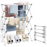 SYKIARIOL Large Three-Tier Expandable Clothes Drying Rack — White, view 1