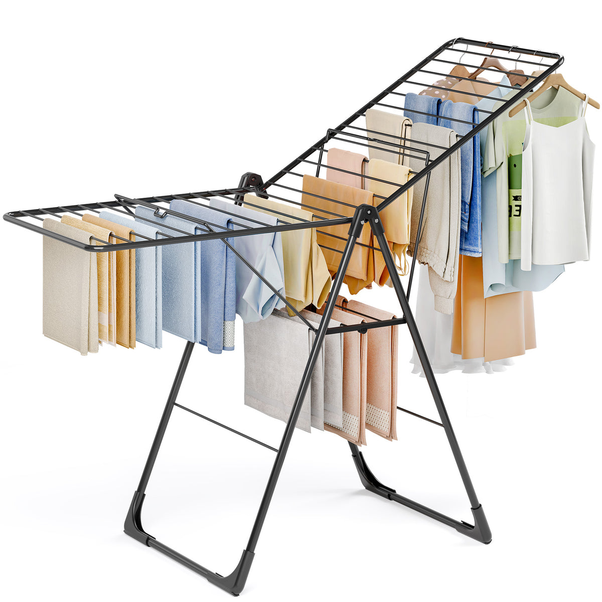 SYKIARIOL Large Folding Gullwing Clothes Drying Rack — Black, view 1