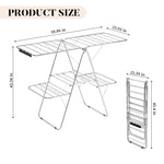 SYKIARIOL Four-Wing Clothes Drying Rack with Sock Clips — Silver, view 2