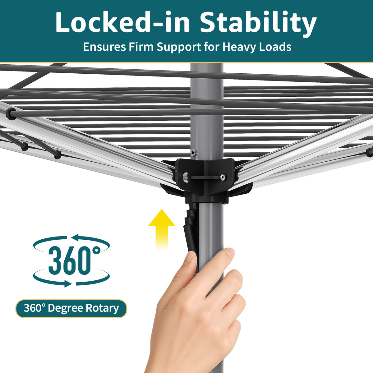 SYKIARIOL 131 ft Outdoor Umbrella Clothes Drying Rack — Silver, view 3