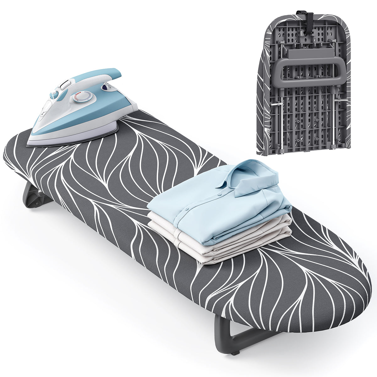 SYKIARIOL 32 x 12 in Folding Tabletop Ironing Board with Handle — Gray, view 1