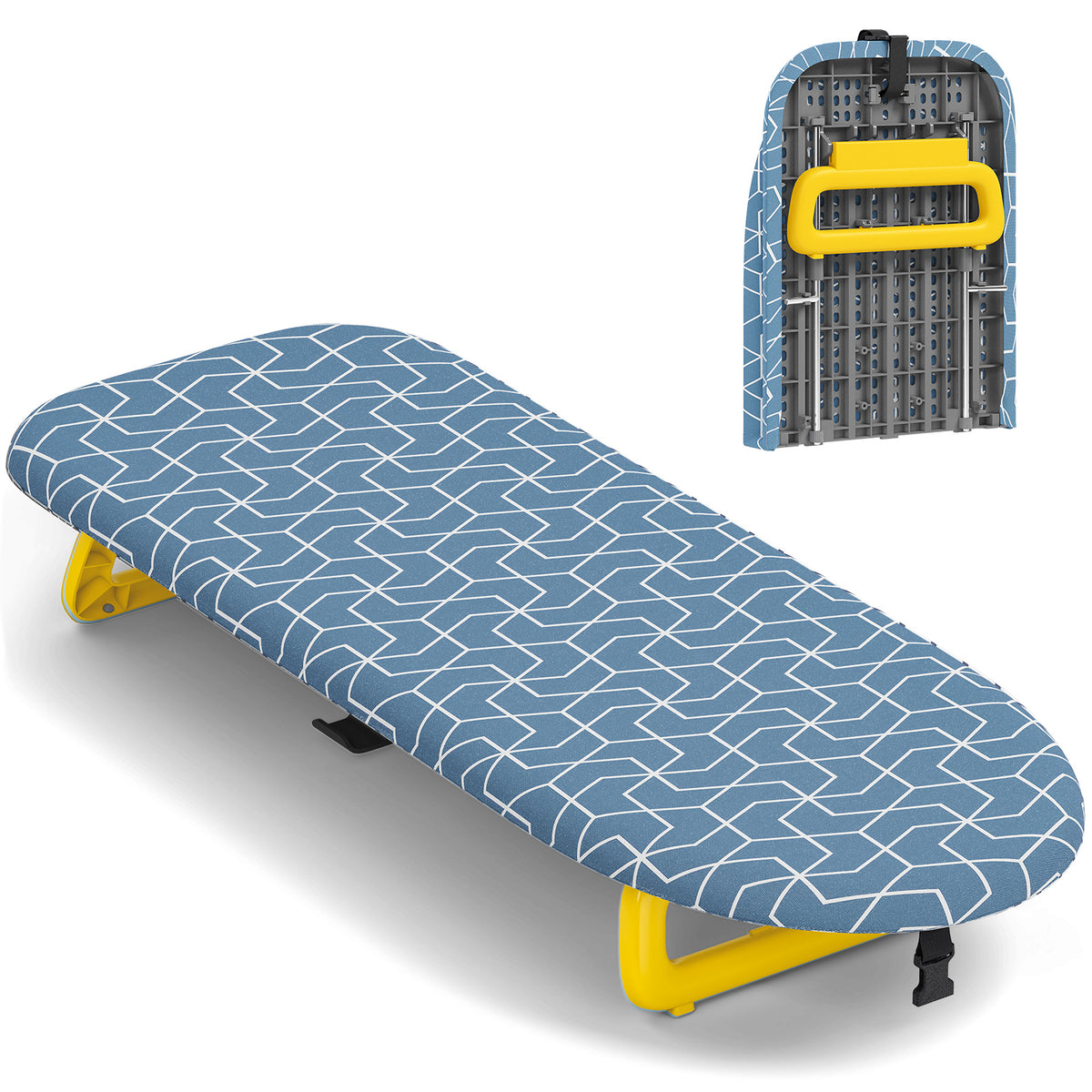 SYKIARIOL 32 x 12 in Folding Tabletop Ironing Board with Handle — Blue, view 1