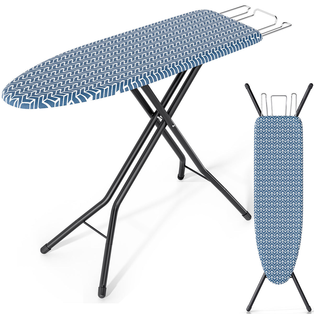 SYKIARIOL 43 x 13 in Adjustable Folding Ironing Board with Iron Rest — Blue, view 1