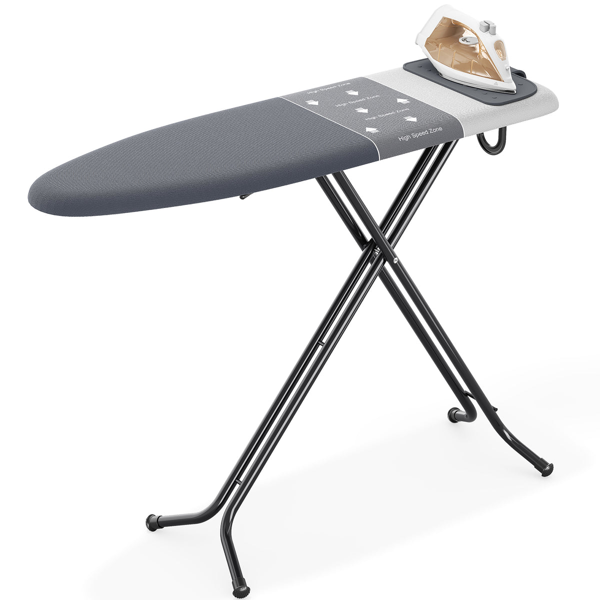 SYKIARIOL 43 x 13 in Folding Ironing Board with Silicone Rest — Gray, view 2