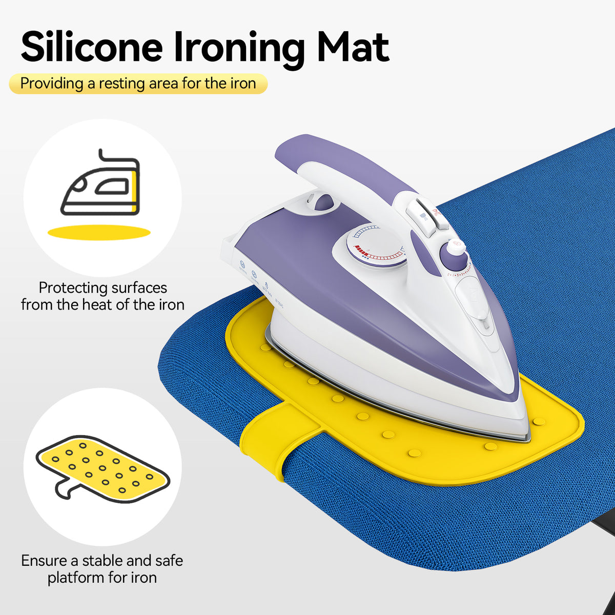 SYKIARIOL 43 x 13 in Ironing Board with Silicone Ironing Mat — Blue, view 3