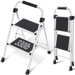 SYKIARIOL Folding Steel Step Ladder with Handrail | 2–4 Steps — 2-Step / White, view 1