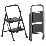 SYKIARIOL Folding Step Ladder with Wide Steps | 2–5 Steps — 2-Step / Black, view 1