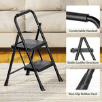 SYKIARIOL Folding Step Ladder with Wide Steps | 2–5 Steps — 2-Step / Black, view 2