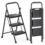 SYKIARIOL Folding Step Ladder with Wide Steps | 2–5 Steps — 3-Step / Black, view 1