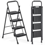 SYKIARIOL Folding Step Ladder with Wide Steps | 2–5 Steps — 4-Step / Black, view 1