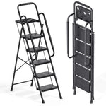 SYKIARIOL Folding Step Ladder with Wide Steps | 2–5 Steps — 5-Step / Black, view 1