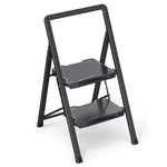 SYKIARIOL Folding Steel Step Stool with Wide Pedals | 2–4 Steps — 2-Step / Black, view 1