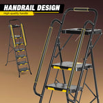 SYKIARIOL 6-Step Folding Ladder with Handrails & Tool Platform — 6-Step / Black, view 3