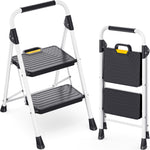 SYKIARIOL Folding Step Ladder with Wide Pedals | 2–5 Steps — 2-Step / White, view 1
